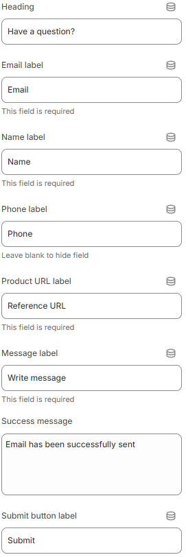 PDP Block Ask a question form settings
