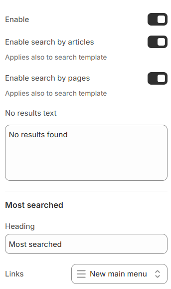 predictive search settings