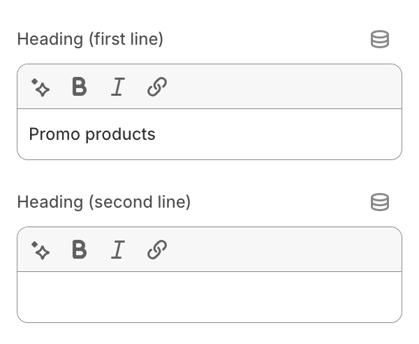 Promo products section settings