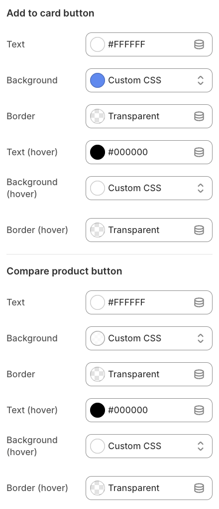 quick view buttons color settings