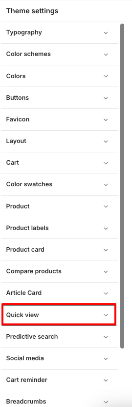 Quick view general settings