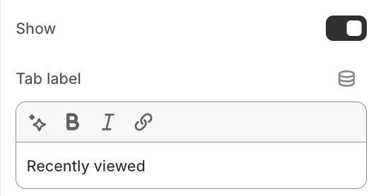 Recently viewed tab settings