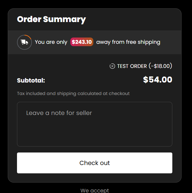 Cart shipping bar