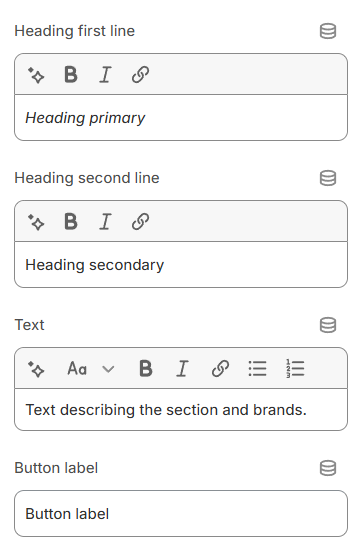 Shop by brand section settings