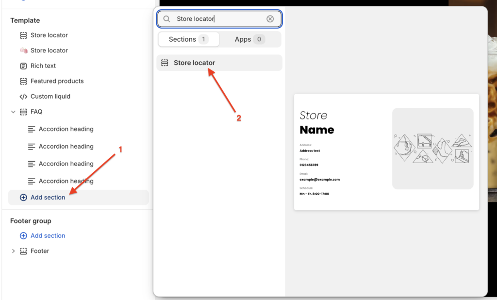 Store location add section