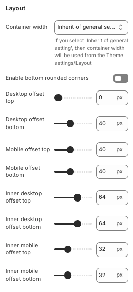 Support section layout