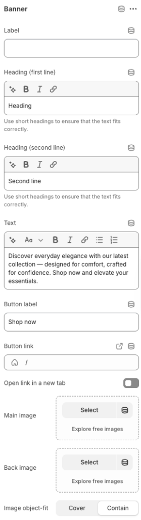 Swipe block settings