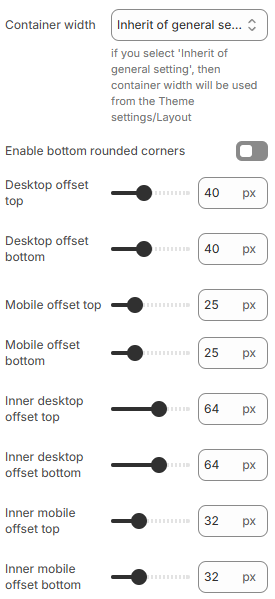 Video section layout settings