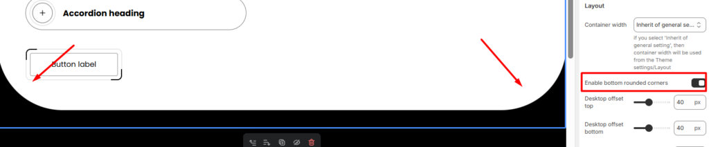 Video section rounded corners setting