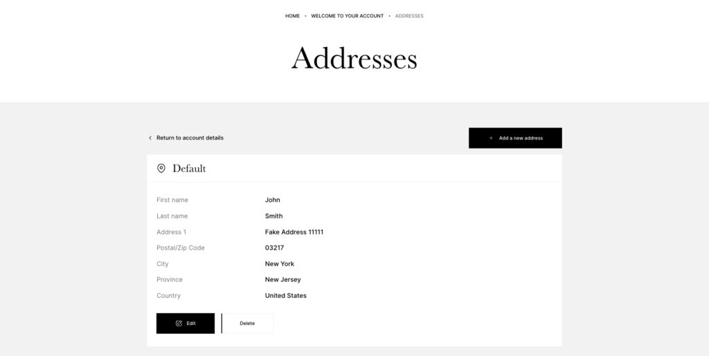 Addresses template