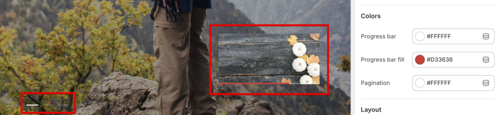 pagination and progress bar settings