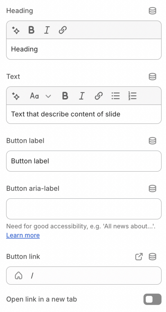 text setting
