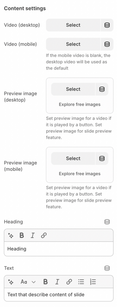 html video settnigs