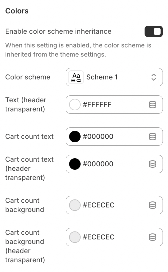 menu colors