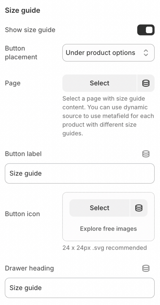 size guide prod