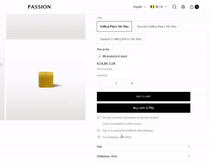 Block Pickup availability