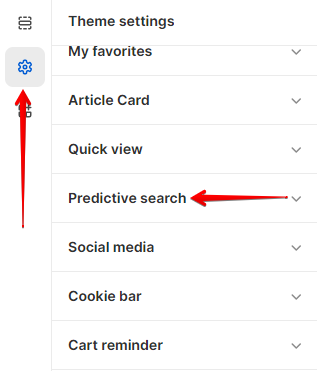 Predictive search settings