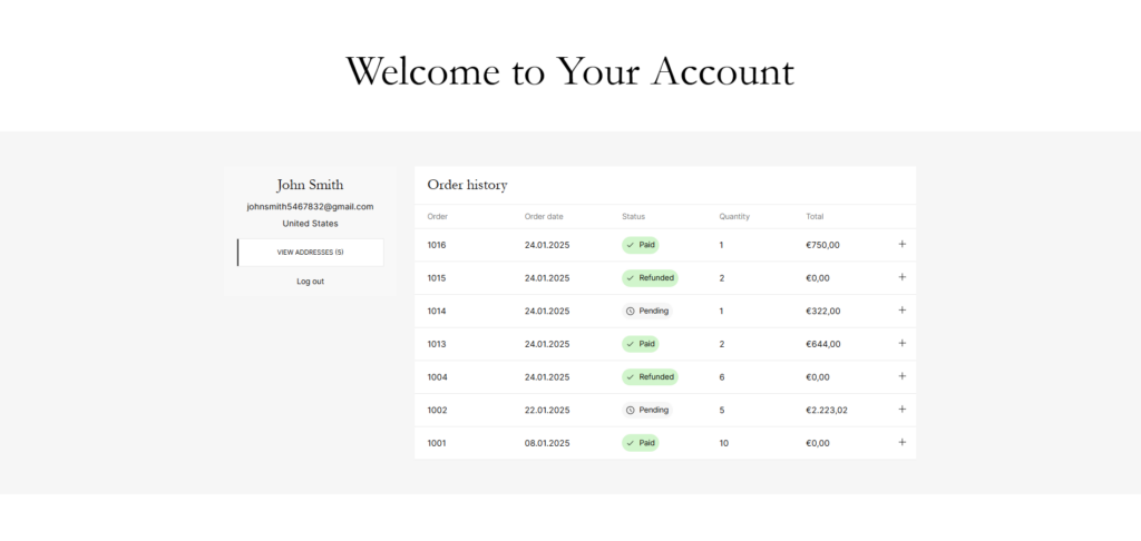 account with orders