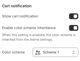 cart notification settings