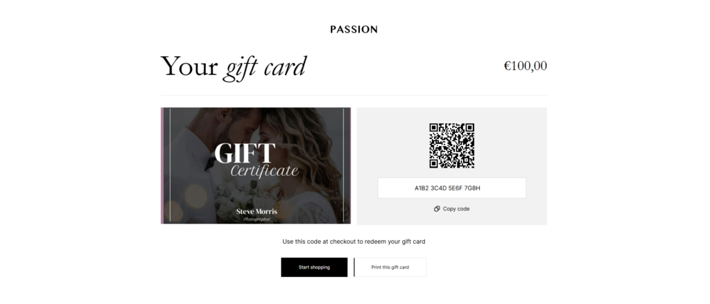 gift card page
