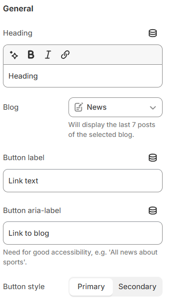 general settings
