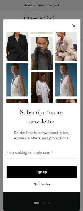 Newsletter popup mobile