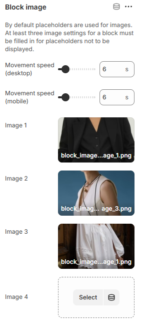 blocks settings