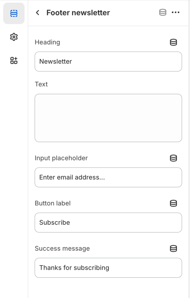 footer block setting