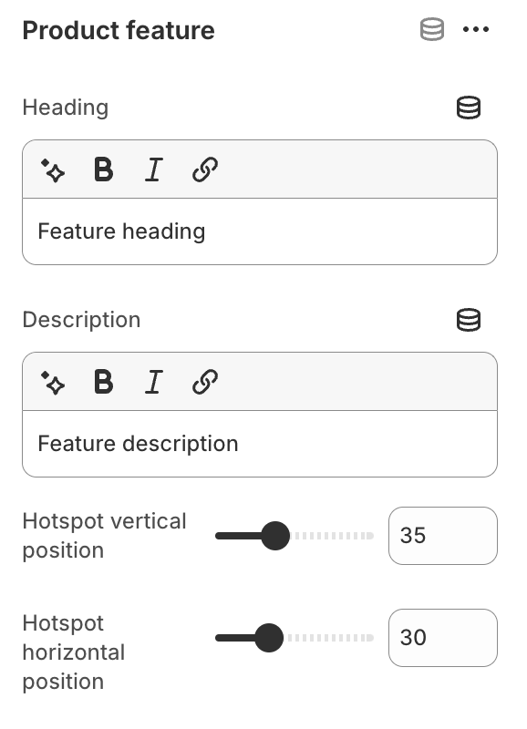 product feature settings