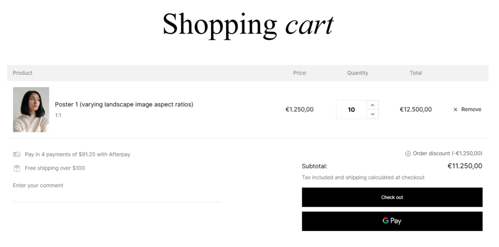 cart page