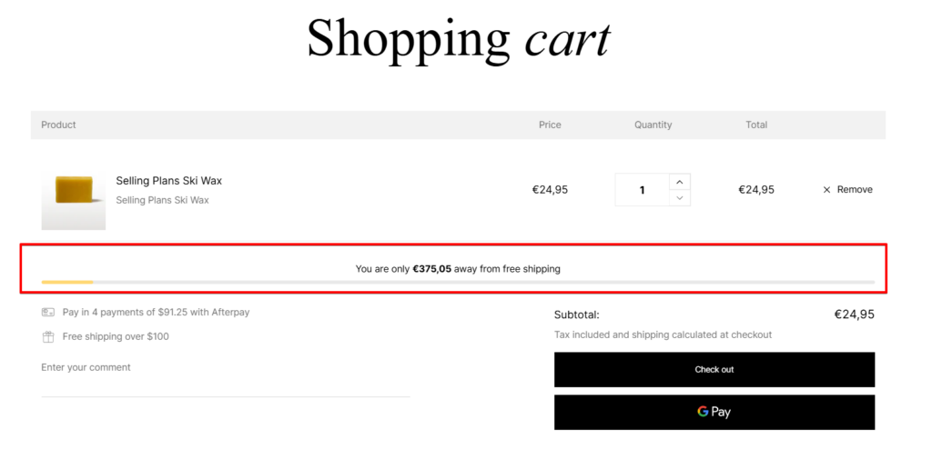 shipping bar