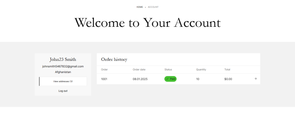 account page