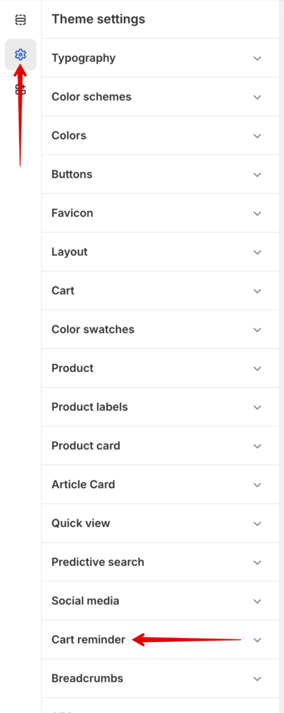 cart reminder settings