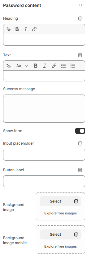 password content settings