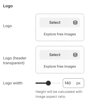 password header settings logo