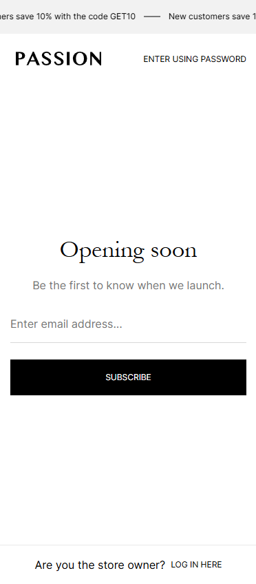 password page mobile