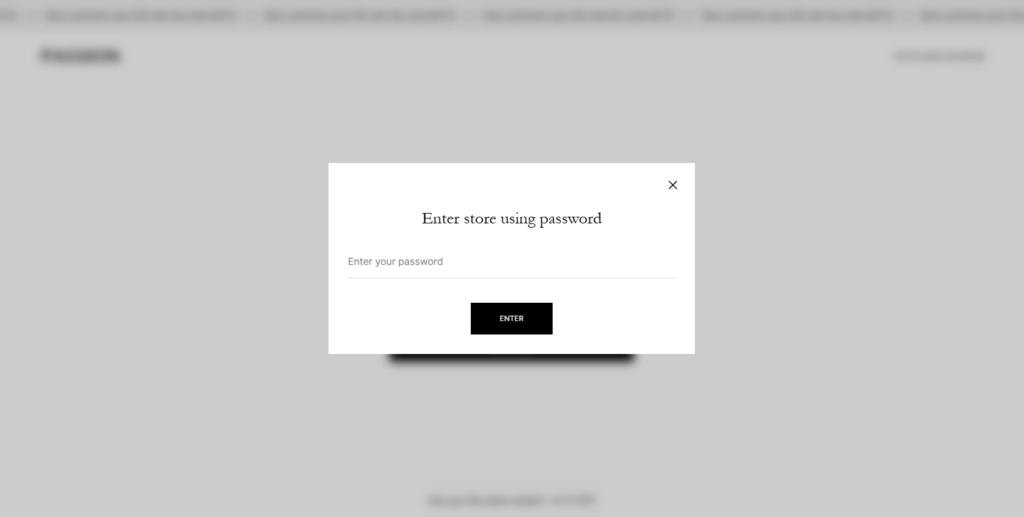 password page popup