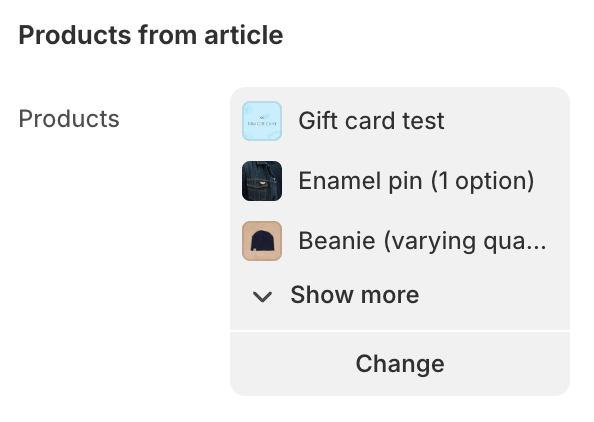 Products from article