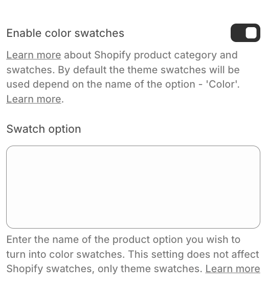 Color swatches