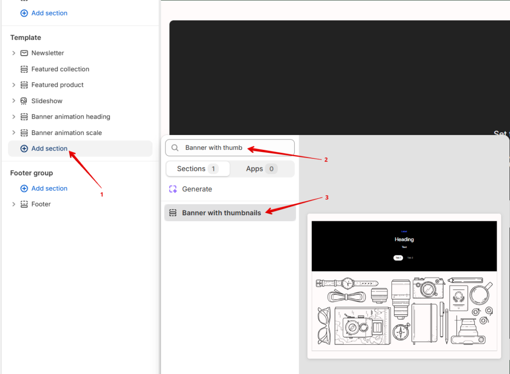 add banner with thumb