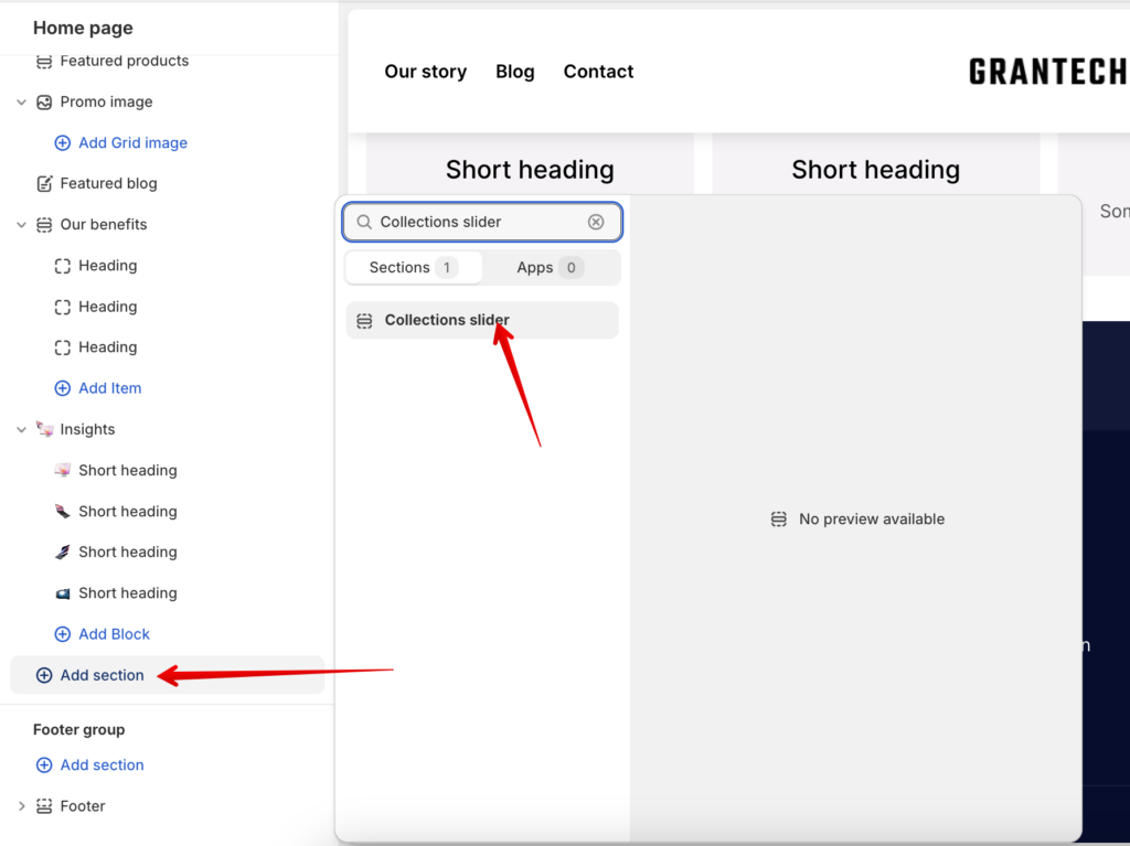 add collections slider