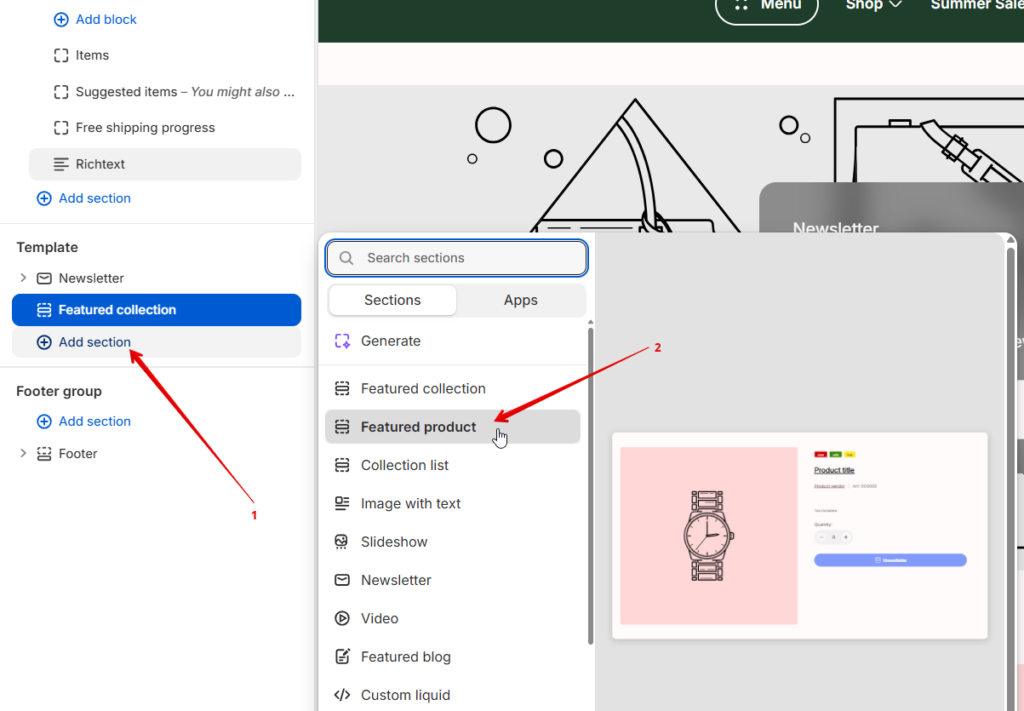 add featured product