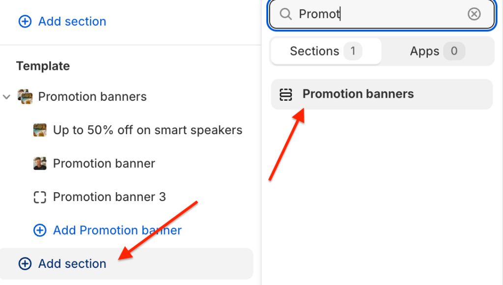 add promotion banners