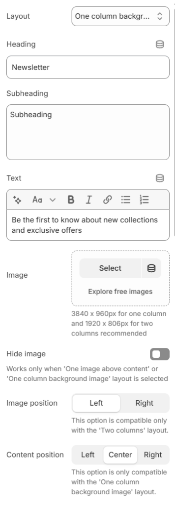 newsletter general settings