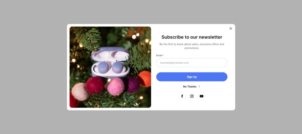 newsletter popup preview desktop