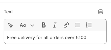 Announcement bar slide block settings