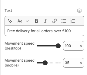 Announcement bar ticker settings