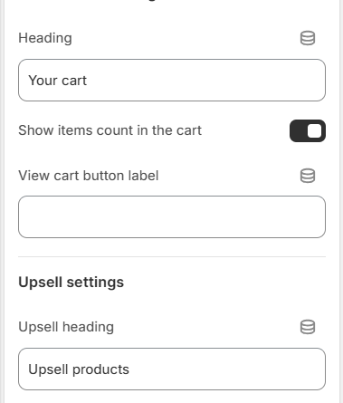 Cart drawer settings