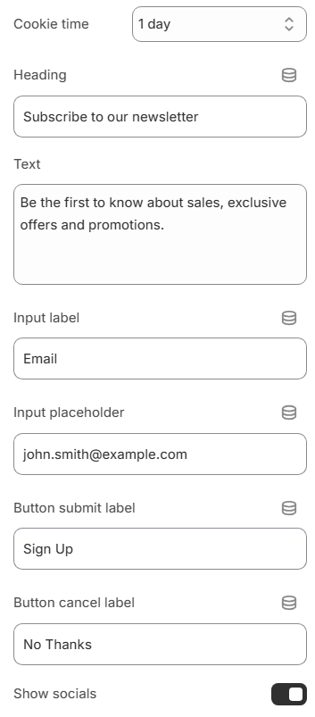 Newsletter popup general