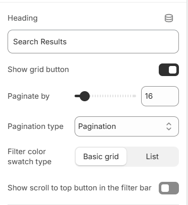 Search template settings